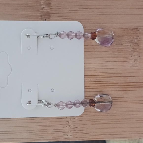 Silver Tone Leverback Glass Beaded Dangle Earrings - Picture 5 of 6